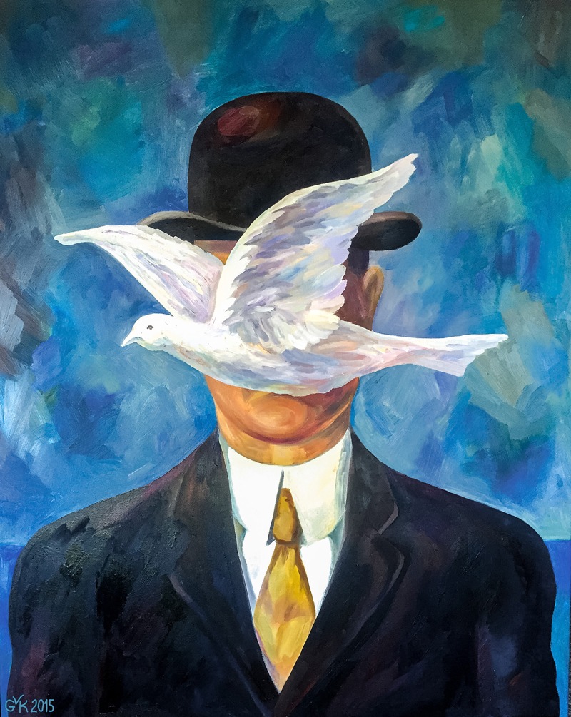 La réplica de R. Magritte «El hombre con un sombrero redondo»